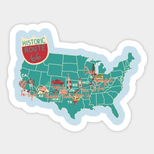 Route 66 map Sticker